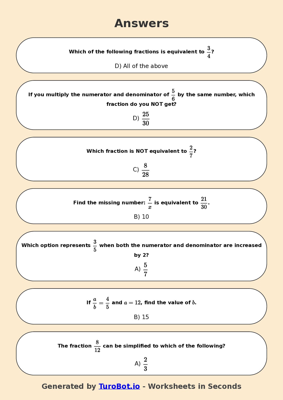 Year 6 Math Worksheet – Equivalent Fractions 2