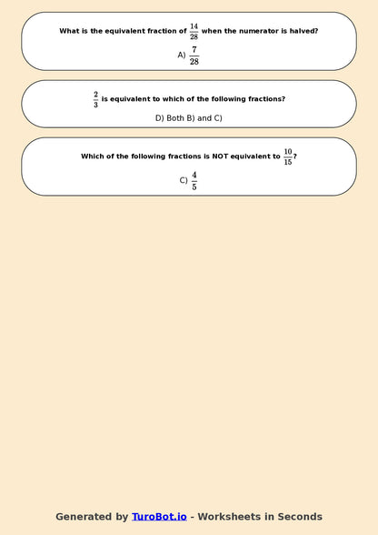 Year 6 Math Worksheet – Equivalent Fractions 2