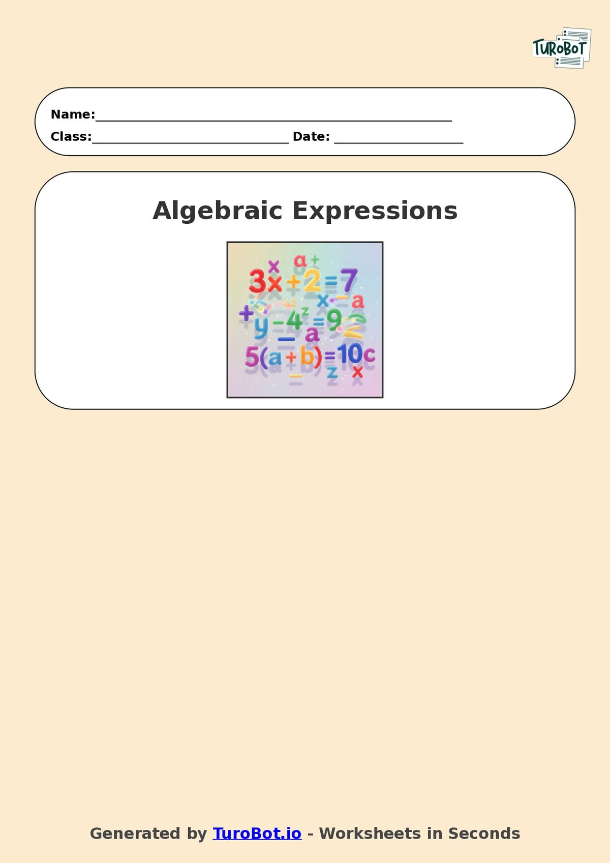 Year 6 Math Worksheet – Evaluating Algebraic Expressions 2