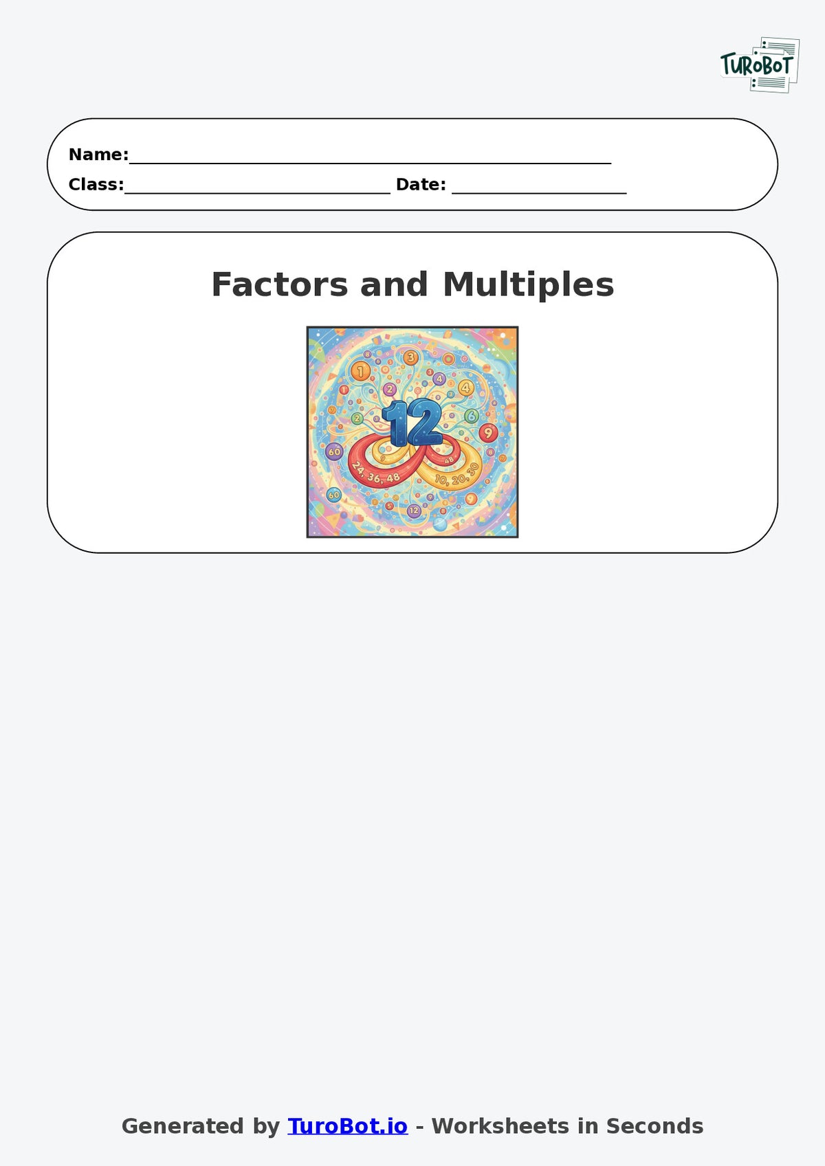 Year 6 Math Worksheet – Factors and Multiples