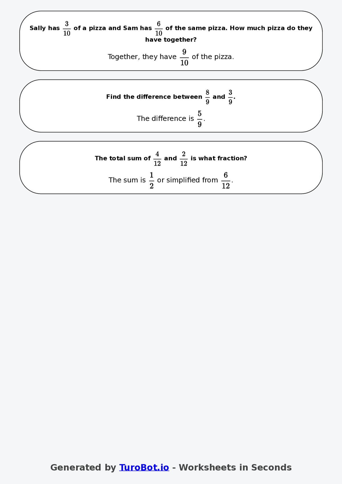 Year 6 Math Worksheet – Fraction Operations - Add and Subtract
