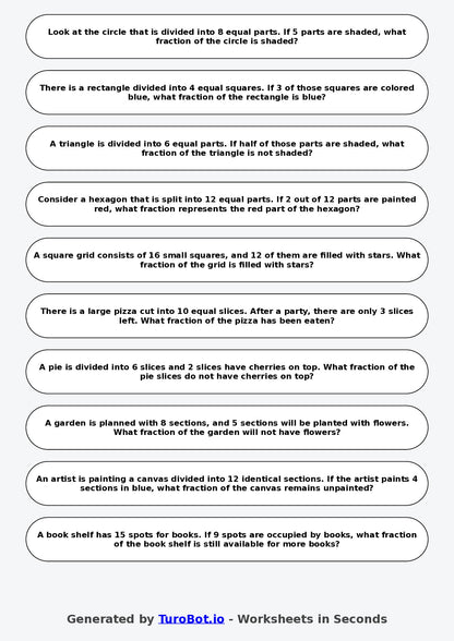 Year 6 Math Worksheet – Fractions of Shapes (Abstract)