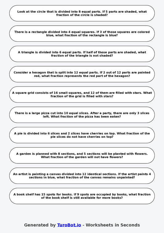 Year 6 Math Worksheet – Fractions of Shapes (Abstract)