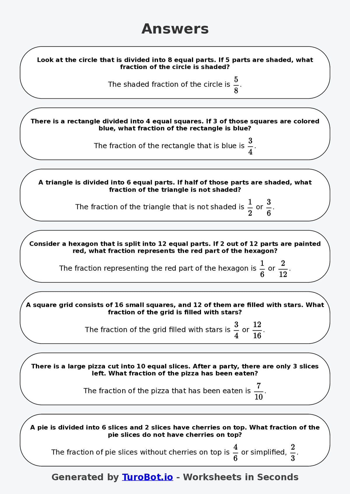 Year 6 Math Worksheet – Fractions of Shapes (Abstract)