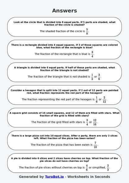 Year 6 Math Worksheet – Fractions of Shapes (Abstract)