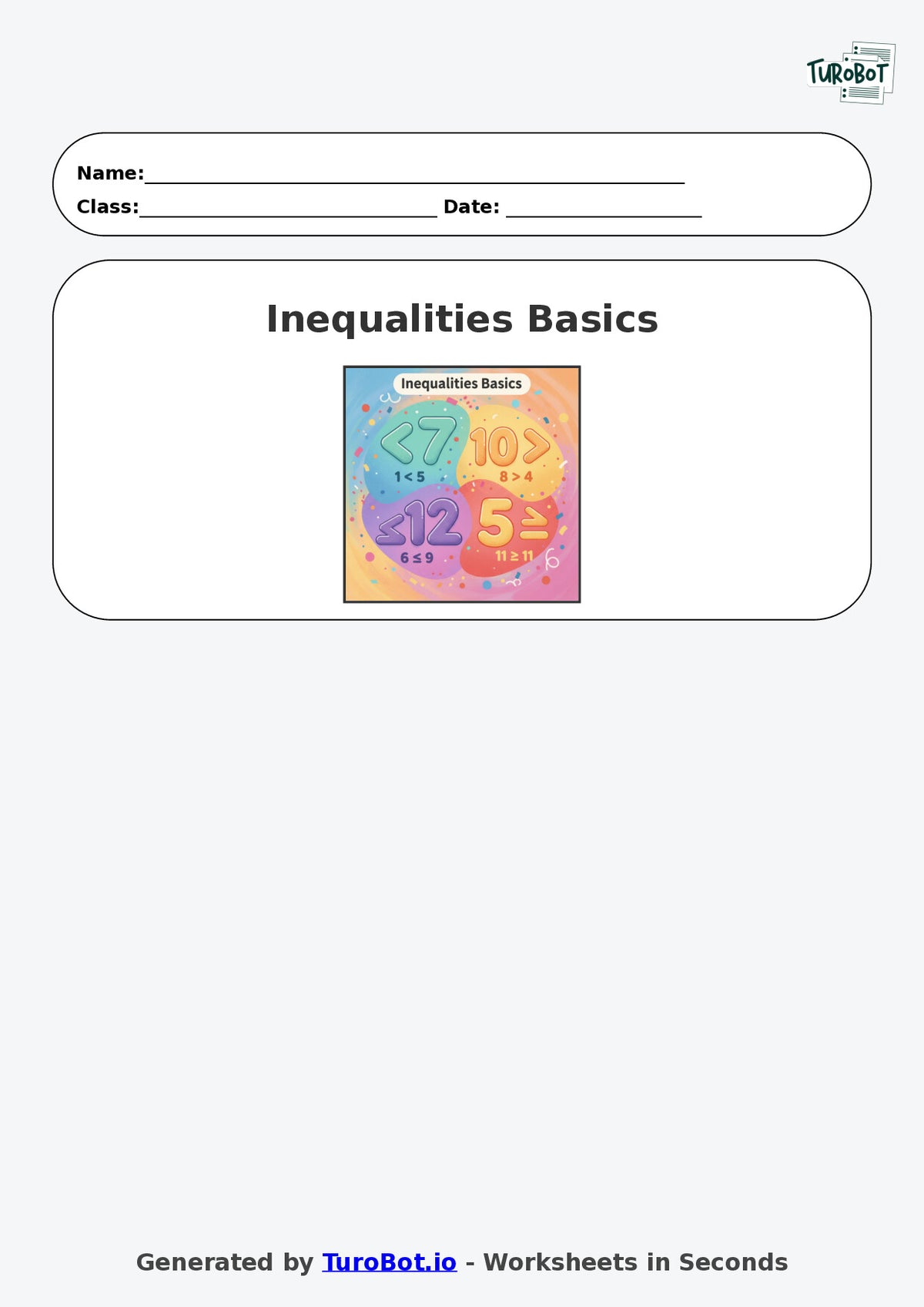 Year 8 Math Multiple Choice Worksheet – Inequalities Basics