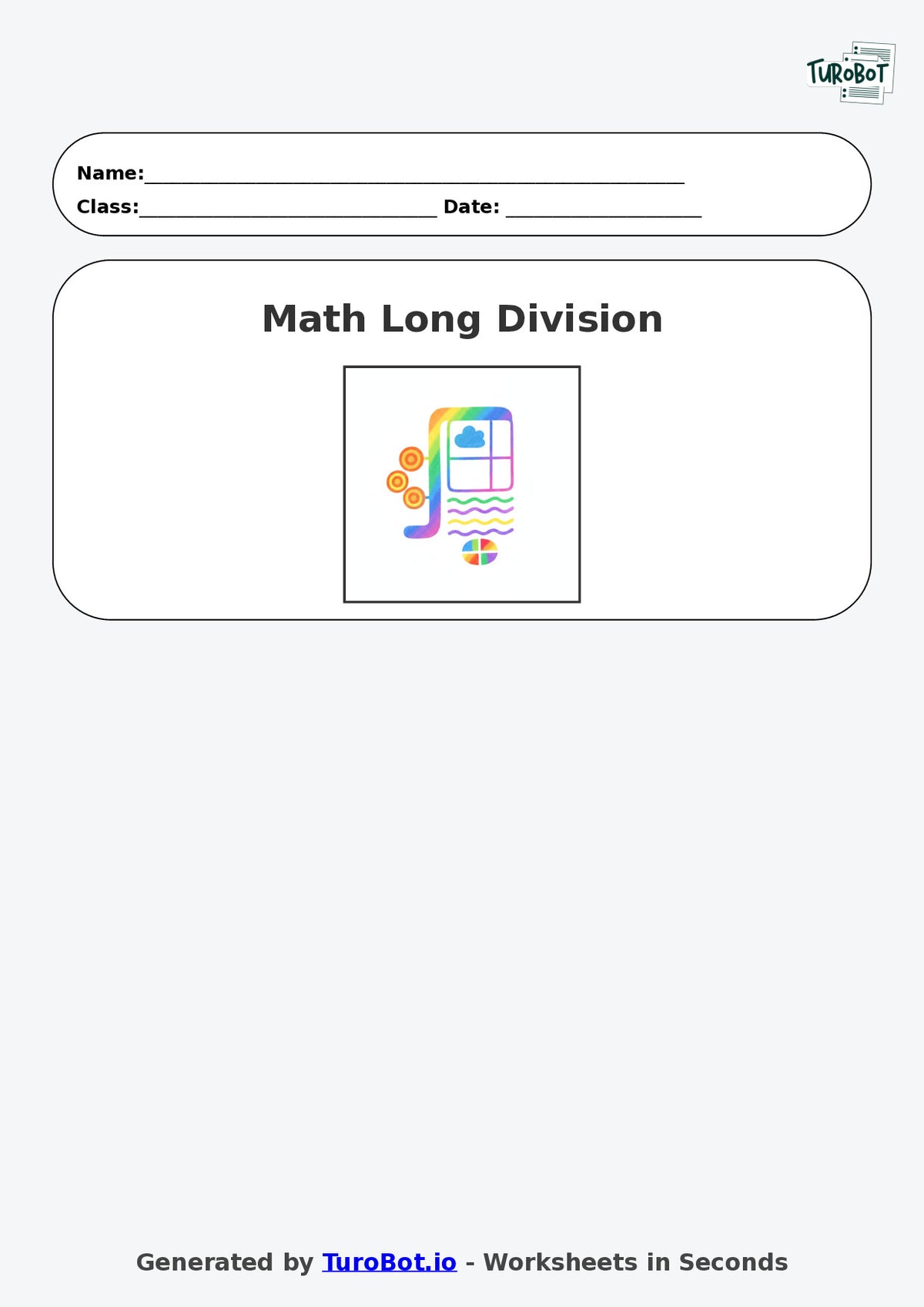 Year 6 Math Worksheet – Long Division