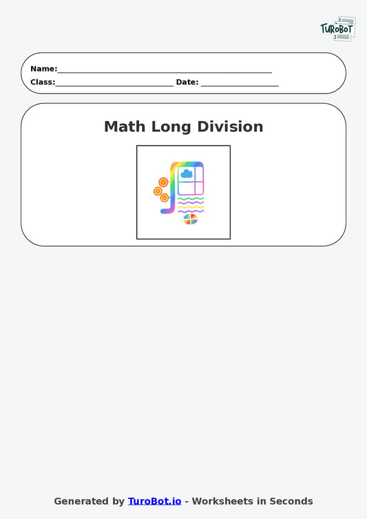 Year 6 Math Worksheet – Long Division