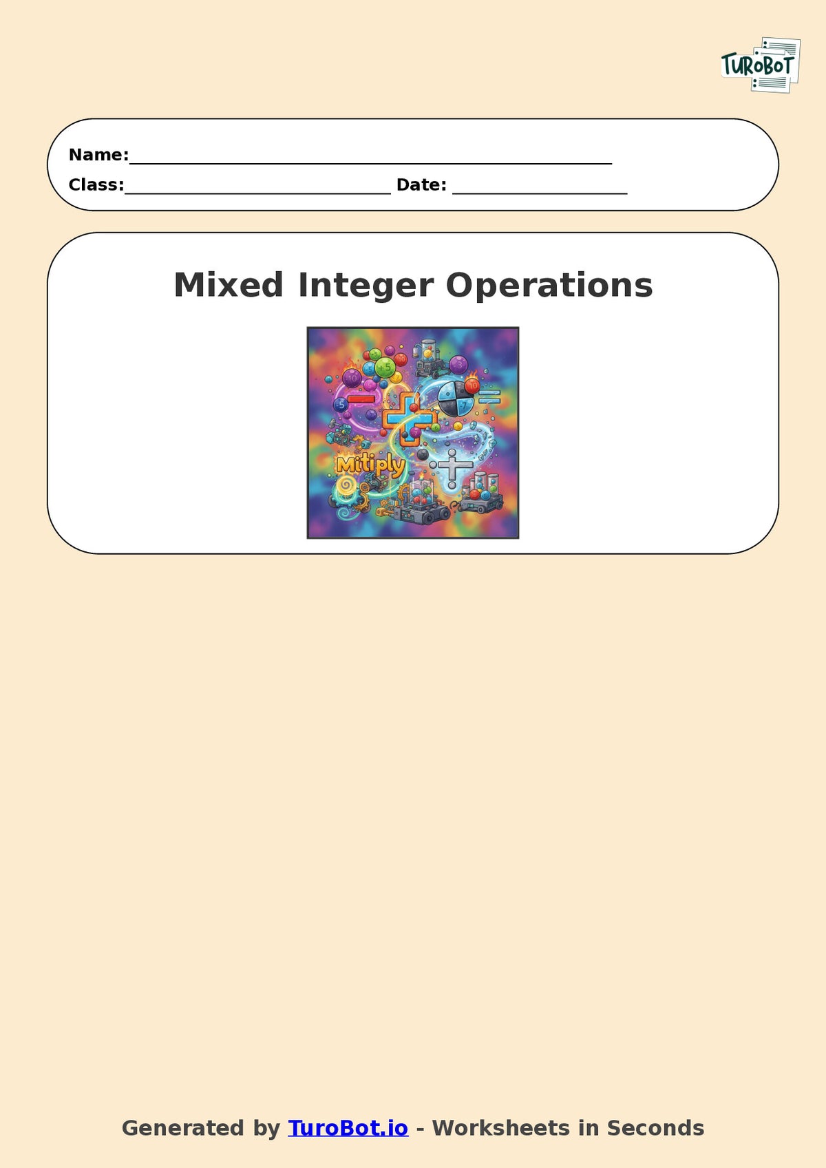 Year 6 Math Worksheet – Mixed Integer Operations