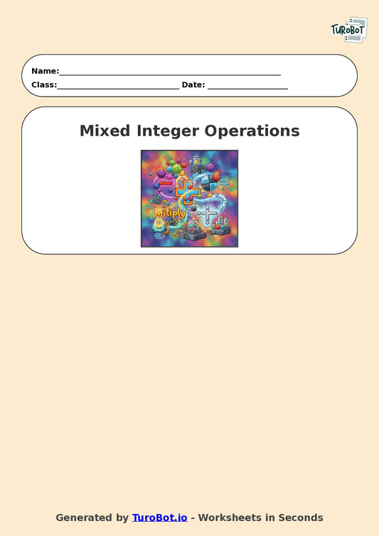 Year 6 Math Worksheet – Mixed Integer Operations