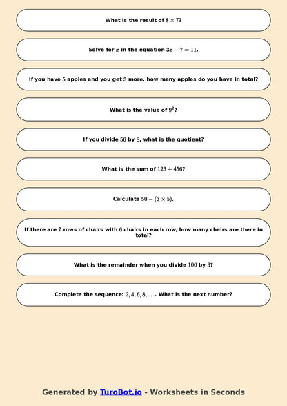 Year 6 Math Worksheet – Mixed Integer Operations
