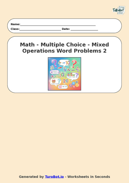 Year 6 Math Worksheet – Mixed Operations Word Problems 2