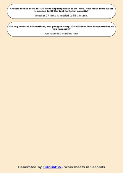 Year 6 Math Worksheet – Percentages of Amounts