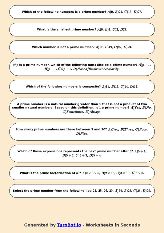 Year 6 Math Worksheet – Prime Numbers 2