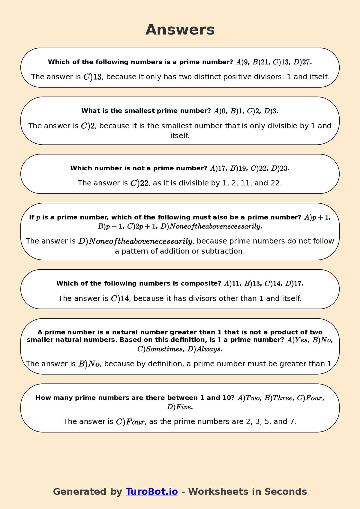 Year 6 Math Worksheet – Prime Numbers 2