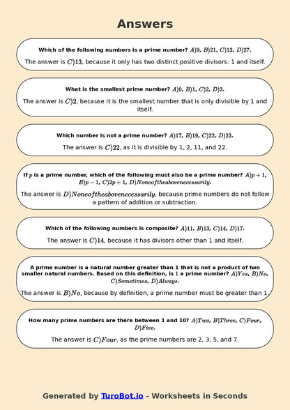 Year 6 Math Worksheet – Prime Numbers 2