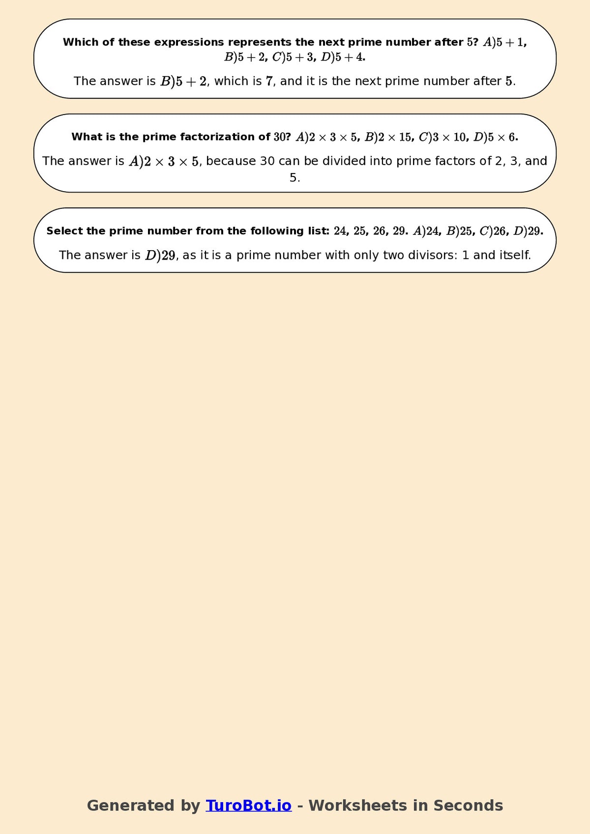 Year 6 Math Worksheet – Prime Numbers 2
