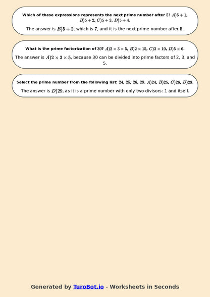 Year 6 Math Worksheet – Prime Numbers 2
