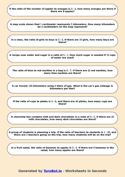 Year 6 Math Worksheet – Ratio Basics