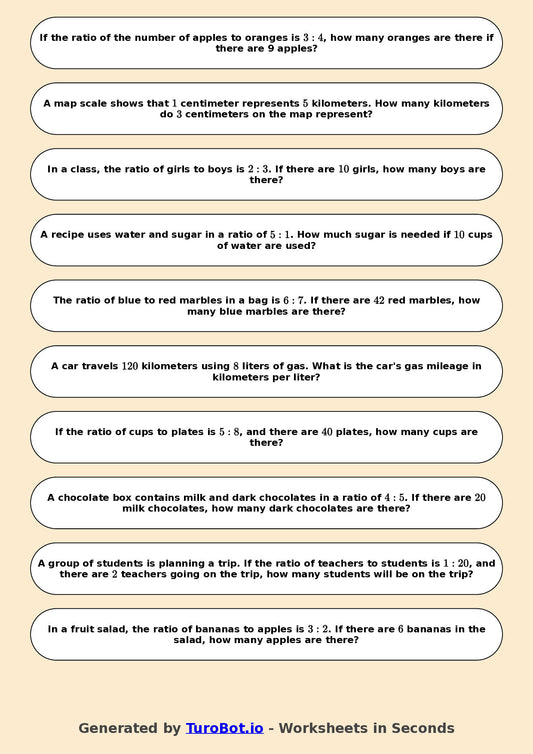 Year 6 Math Worksheet – Ratio Basics