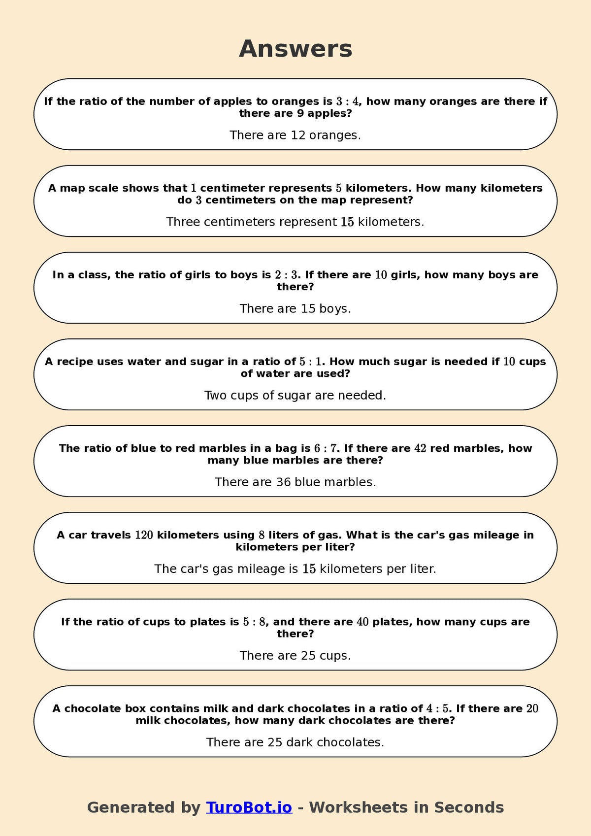 Year 6 Math Worksheet – Ratio Basics