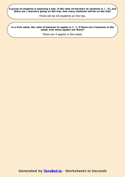 Year 6 Math Worksheet – Ratio Basics