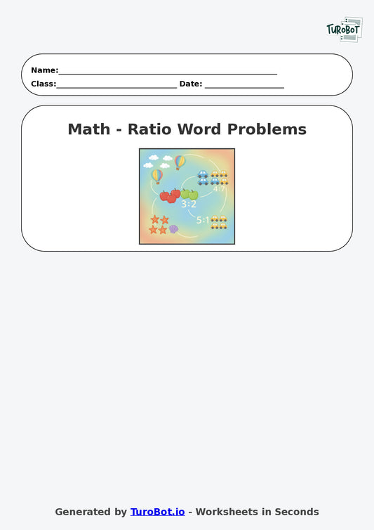 Year 6 Math Worksheet – Ratio Word Problems
