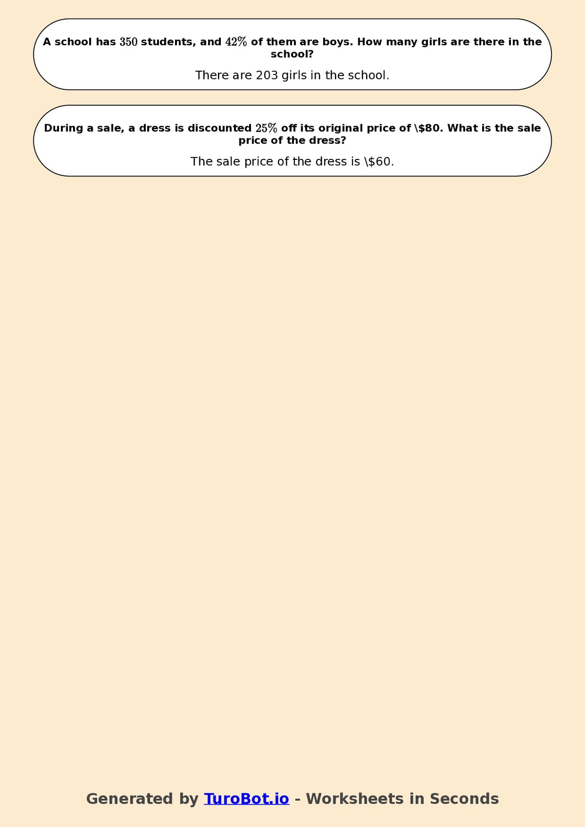 Year 6 Math Worksheet – Ratios and Percentages Links