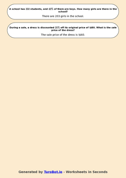 Year 6 Math Worksheet – Ratios and Percentages Links