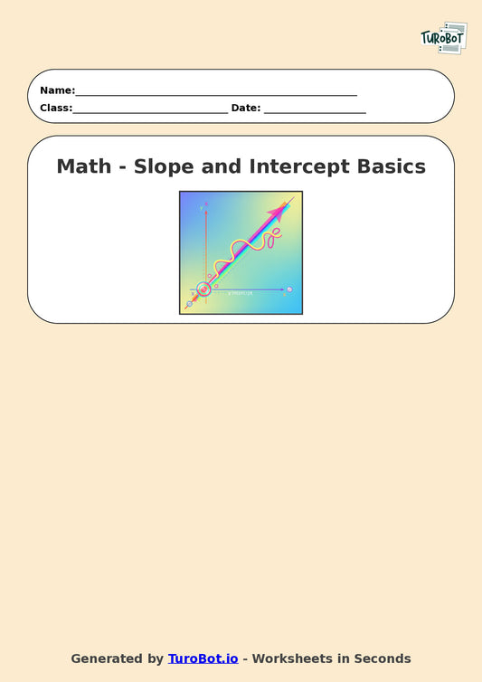 Year 8 Math Worksheet – Slope and Intercept Basics