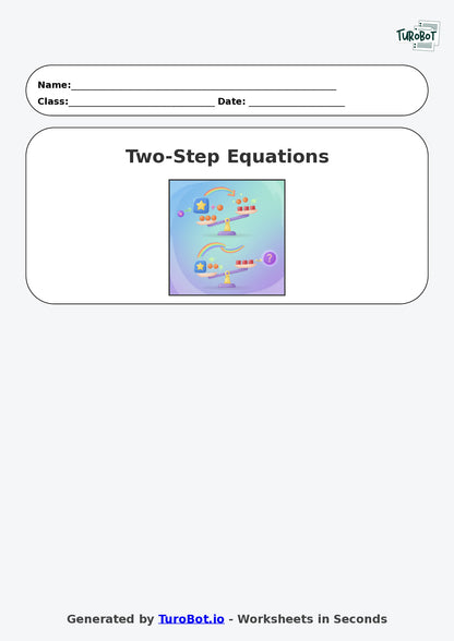 Year 8 Math Worksheet – Two-Step Equations