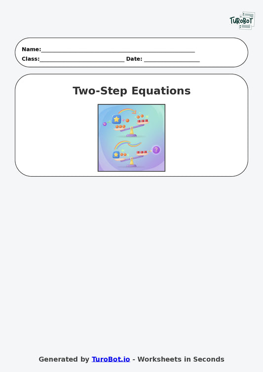 Year 8 Math Worksheet – Two-Step Equations