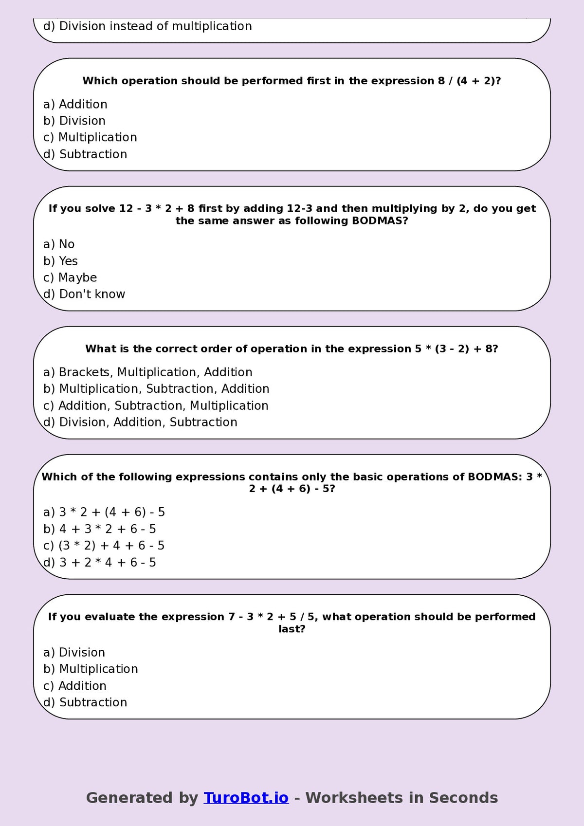 Math - Year 6 - Order of Operations