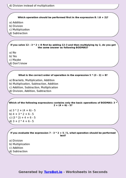 Math - Year 6 - Order of Operations