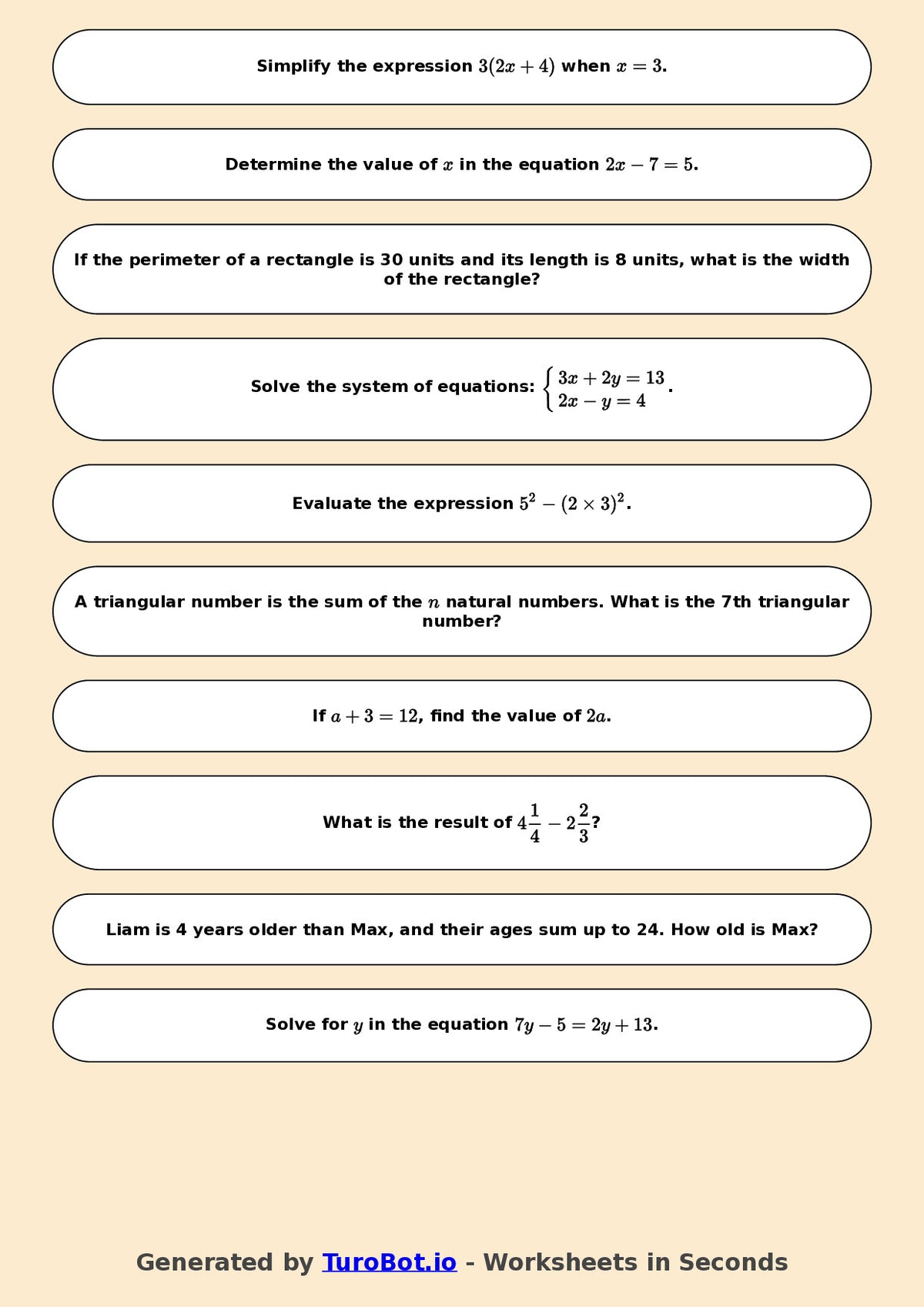 Math - Year 6 - Pre-algebra