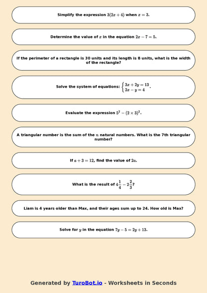 Math - Year 6 - Pre-algebra