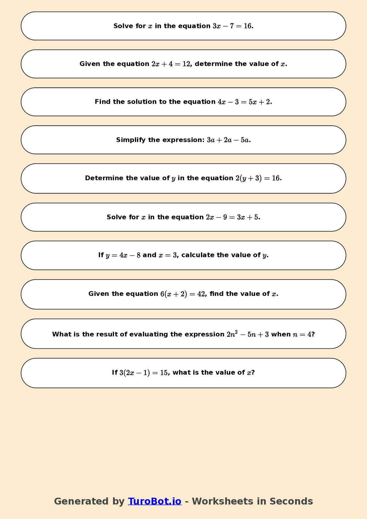 Math - Year 7 - Algebra 1