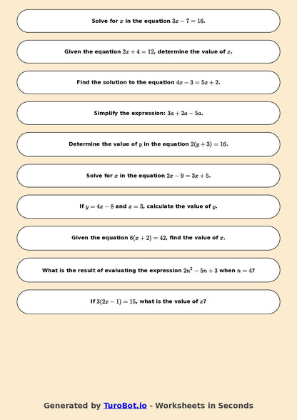 Math - Year 7 - Algebra 1