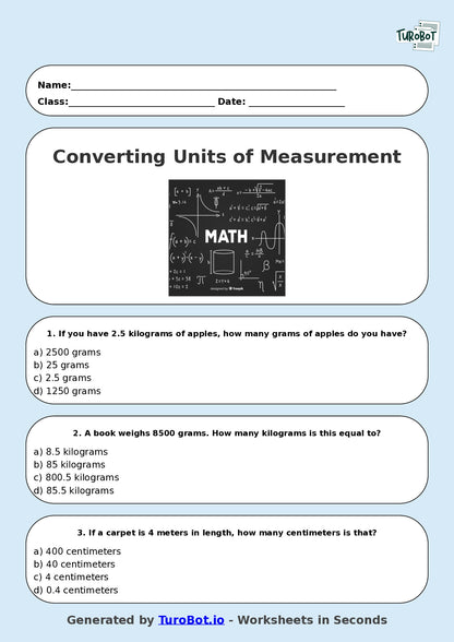 Math - Year 7 - Converting Units of Measurement