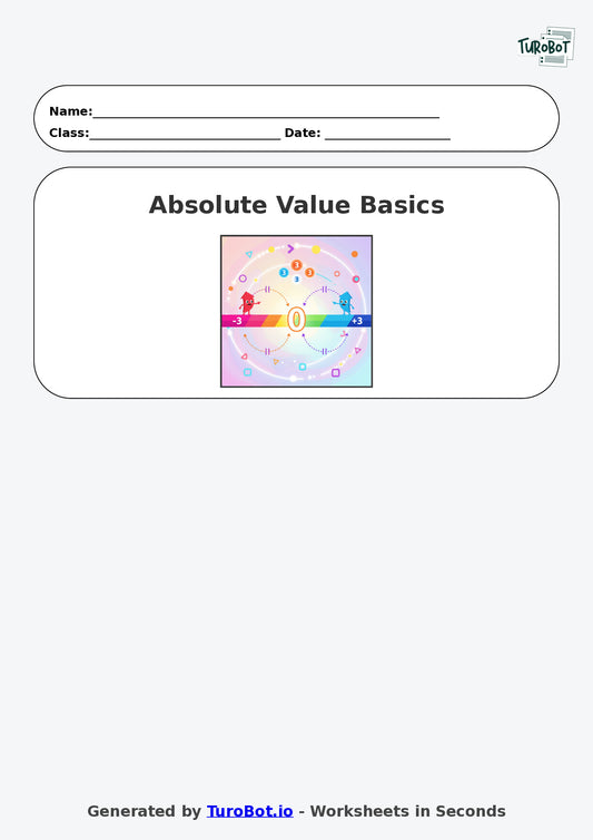 Year 7 Math Worksheet – Absolute Value Basics