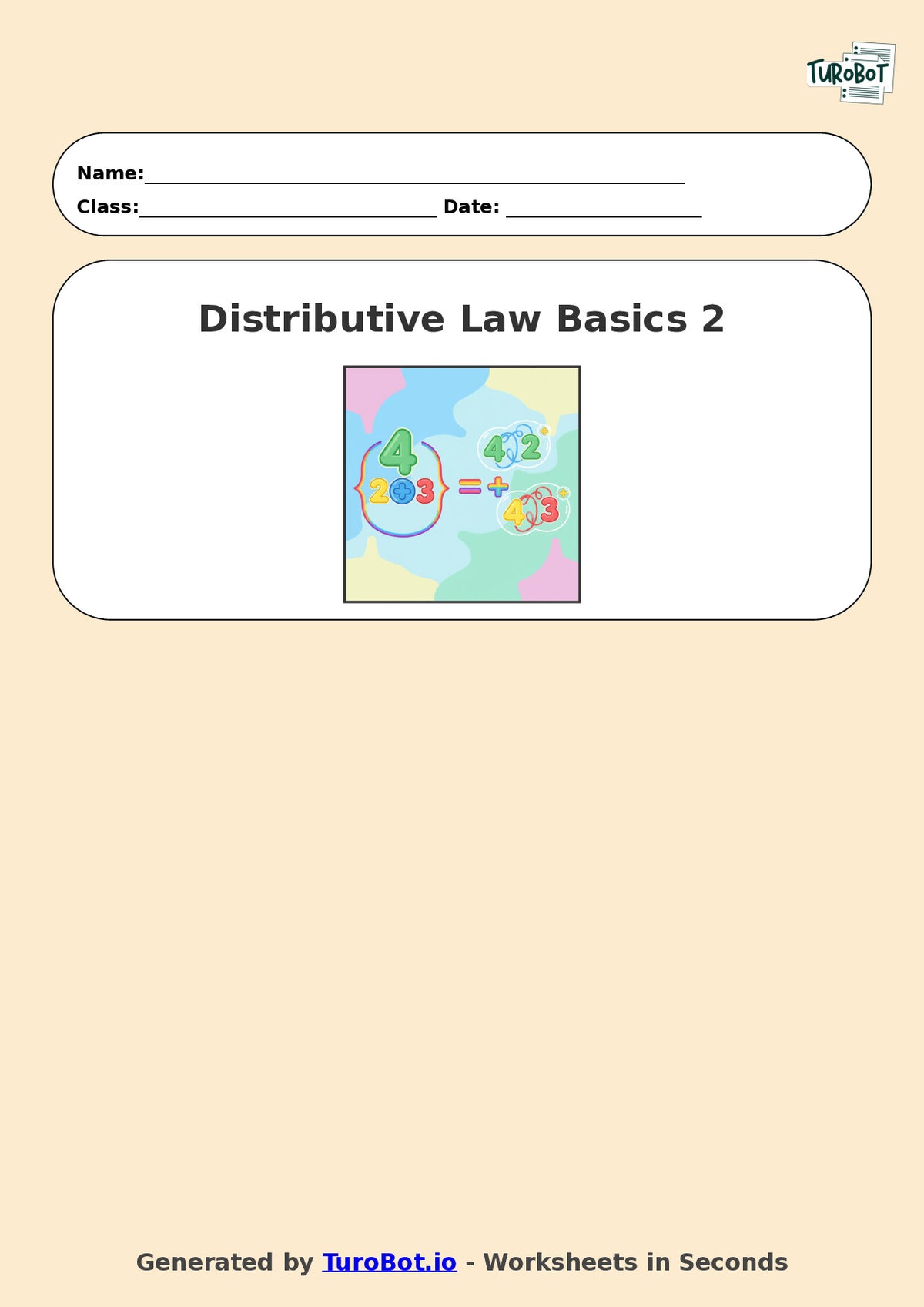 Year 7 Math Worksheet – Distributive Law Basics 2