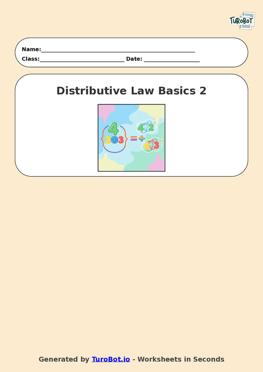 Year 7 Math Worksheet – Distributive Law Basics 2