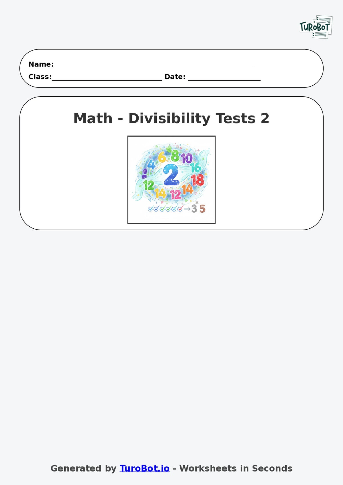 Year 7 Math Worksheet – Divisibility Tests 2