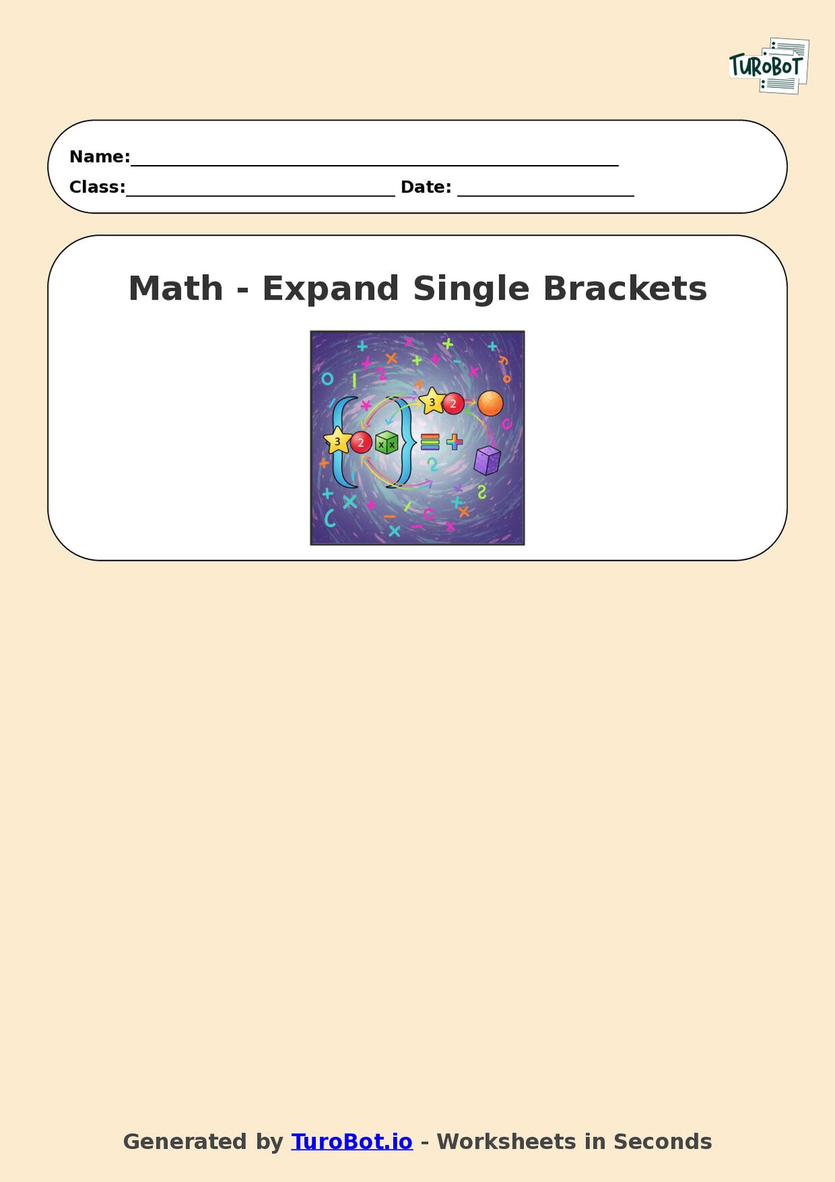 Year 7 Math Worksheet – Expand Single Brackets