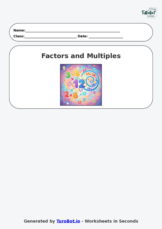 Year 7 Math Multiple Choice Worksheet – Factors and Multiples 2