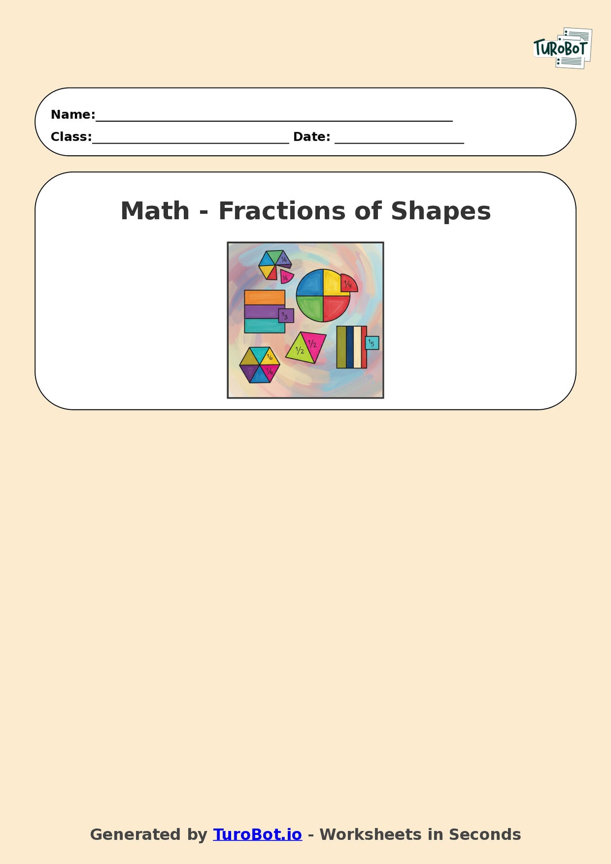 Year 7 Math Worksheet – Fractions of Shapes (Abstract) 2