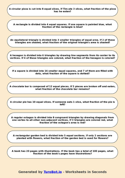 Year 7 Math Worksheet – Fractions of Shapes (Abstract) 2