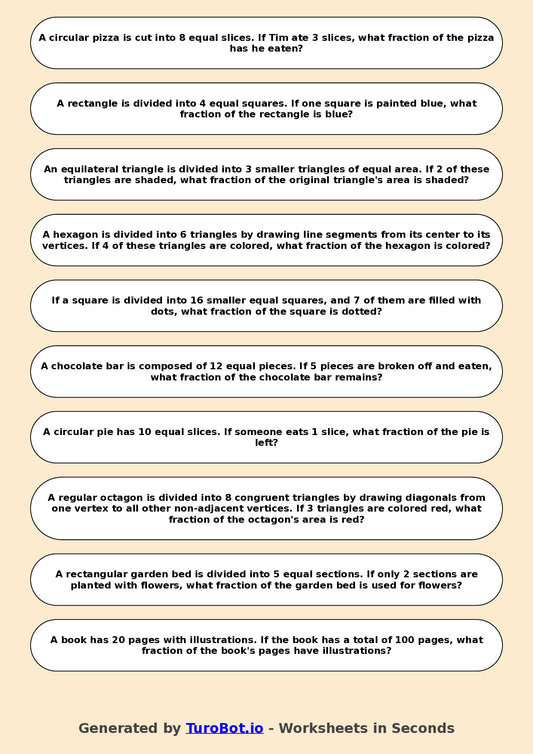 Year 7 Math Worksheet – Fractions of Shapes (Abstract) 2