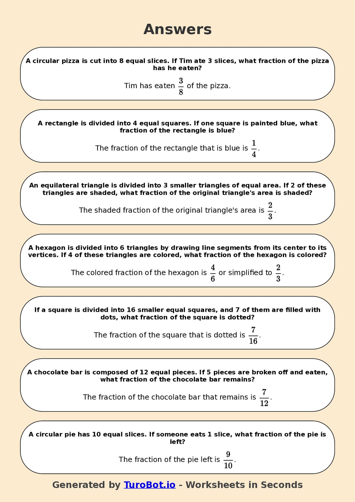Year 7 Math Worksheet – Fractions of Shapes (Abstract) 2
