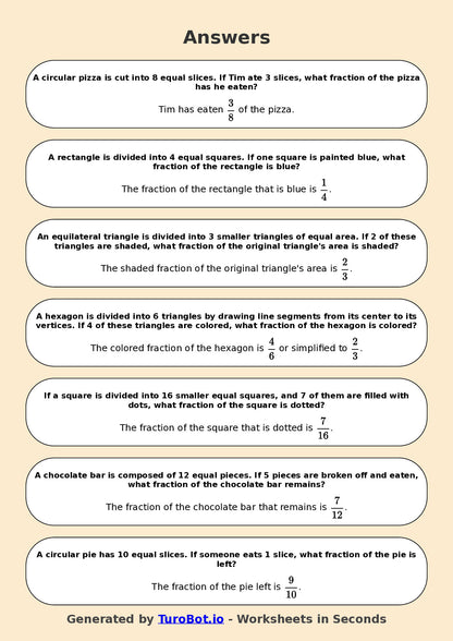 Year 7 Math Worksheet – Fractions of Shapes (Abstract) 2